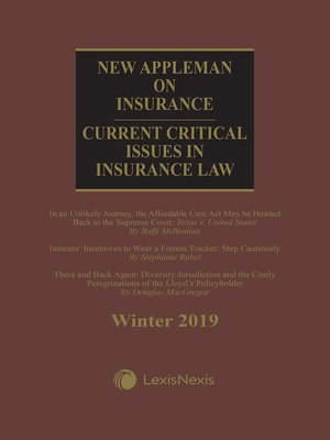 cover image of New Appleman on Insurance: Current Critical Issues in Insurance Law
